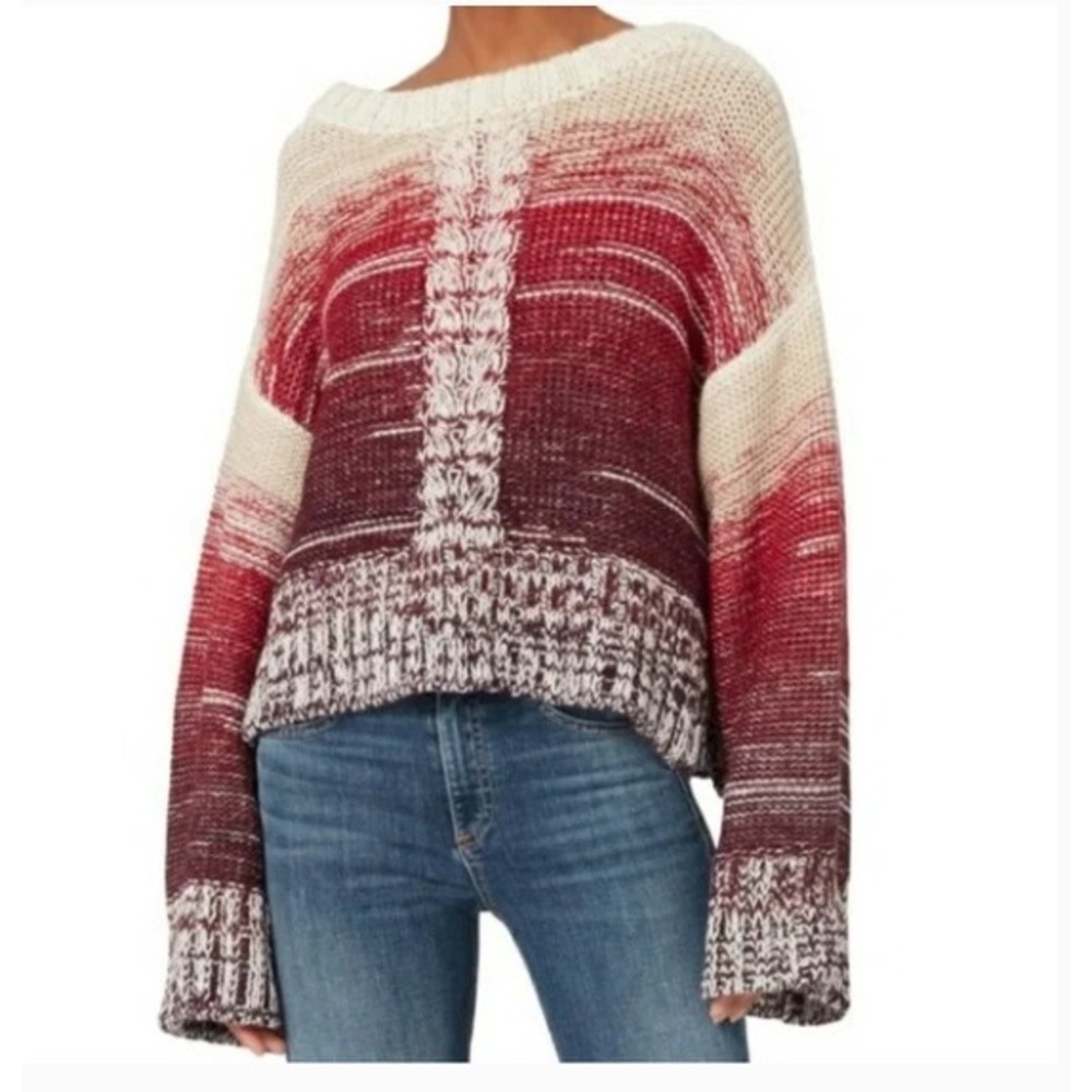Eleven Six Alpaca Knit Ombre Striped Anna‎ Sweater Bell Sleeve Boho Size Small